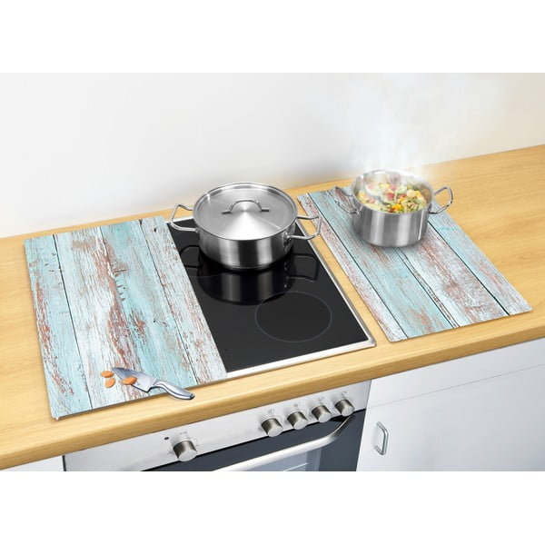 Капаци за печки от закалено стъкло в комплект от 2 броя 52x30 cm Blue Wood - Allstar-image-1