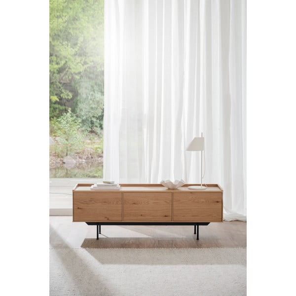 Масичка за телевизор с дъбов декор в естествен цвят 160x56 cm Brewerton - Rowico-image-1