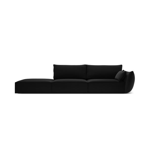 Черен кадифен диван десен ъгъл 264 cm Vanda – Mazzini Sofas