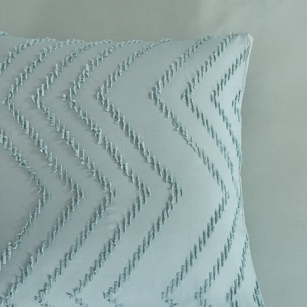 Светлозелено единично удължено спално бельо от микрофибър 140x220 cm Pure Zigzag – Good Morning-image-2