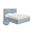 Синьо тапицирано двойно легло с място за съхранение и матрак с решетка 180x200 cm Thessa Bold - Bonami Selection