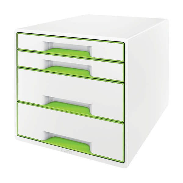 Бяло-зелена кутия за чекмеджета CUBE, 4 чекмеджета WOW - Leitz
