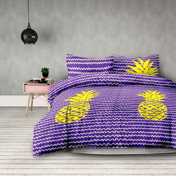 Микрофибърно спално бельо за двойно легло Pineapple, 200 x 220 cm + 70 x 80 cm - AmeliaHome