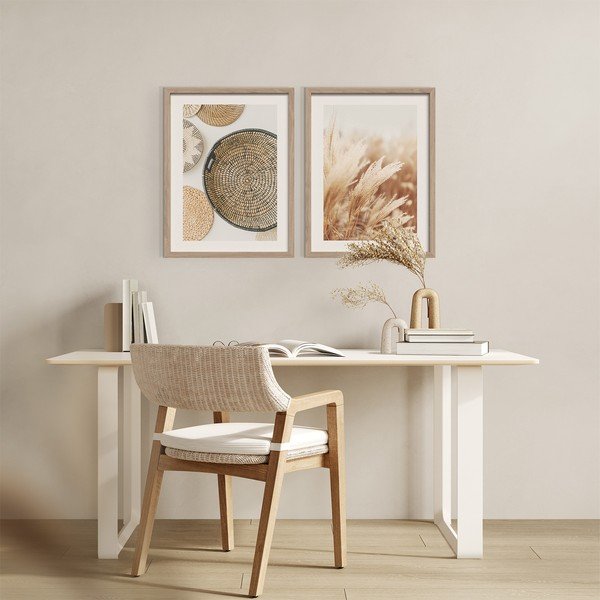 Печатни картини в комплект 2 бр. с включена рамка 30x40 cm Full Beige – Styler-image-1