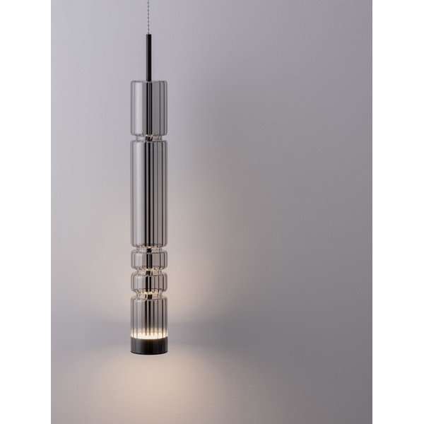 Сиво стъклено LED висящо осветително тяло ø 8 cm Bento – Nova Luce-image-1