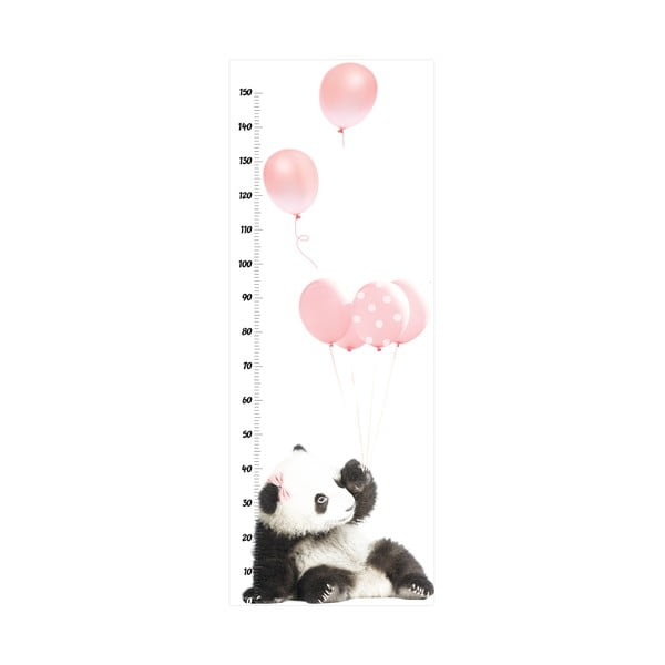 Стикер за стена със скала за височина Pink Panda, 60 x 160 cm - Dekornik