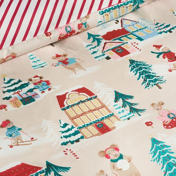 Единично  спално бельо 135x200 cm Christmas Mouse Town – Catherine Lansfield-image-4