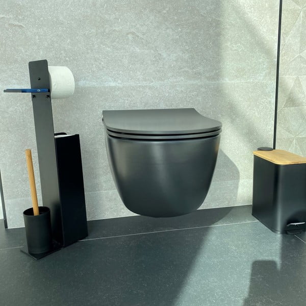 Матово черно стоманено кошче за боклук с педал 5 l   Erik – Spirella-image-2