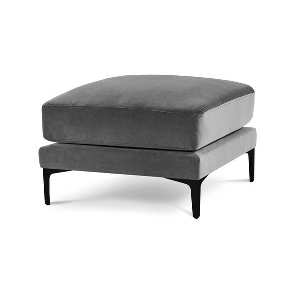 Табуретка за крака от сиво кадифе Harmony - Kooko Home-image-2