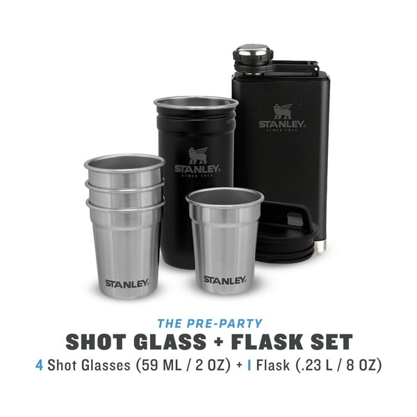 Черен комплект колба и чаши за шотове 6 бр. от неръждаема стомана 250 ml Adventure Black – Stanley-image-2