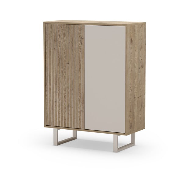 Сиво-естествено шкафче от декор от дъб  90x120 cm Millay – Marckeric-image-2