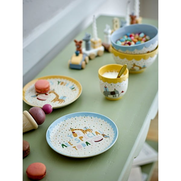 Жълта/кремава глинена детска купичка ø 13,5 cm Celebrate – Bloomingville Mini-image-1