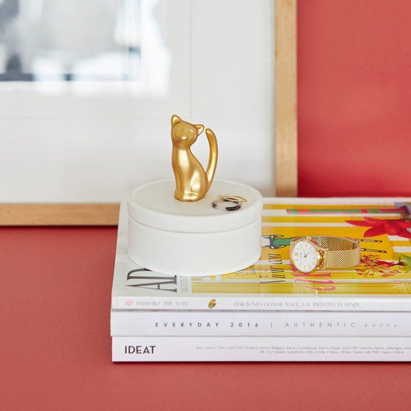 Бяла порцеланова кутия за бижута Cat - Balvi-image-1