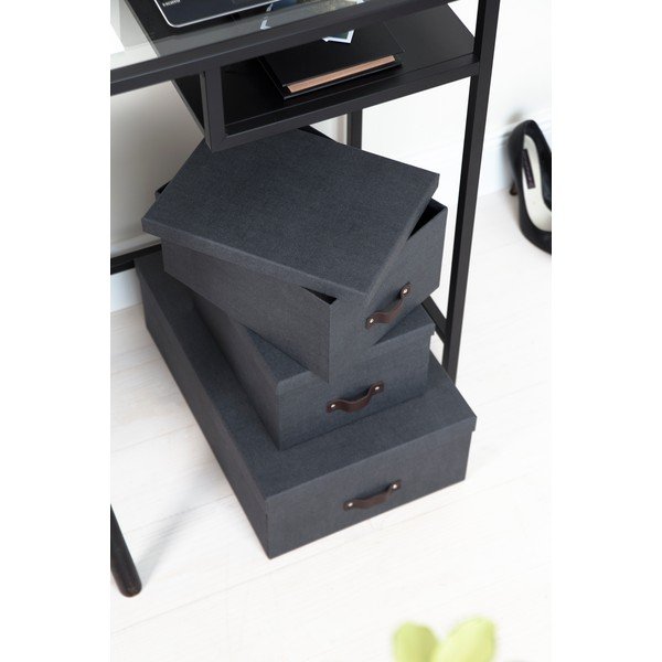 Комплект от 3 черни кутии за съхранение Inge - Bigso Box of Sweden-image-1