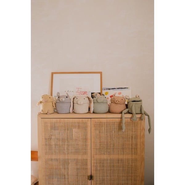 Светлосива текстилна детска кошница за играчки ø 15x15 cm Mini Henry the Hippo – Lorena Canals-image-3