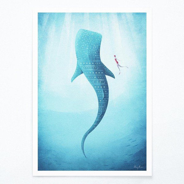 Плакат , A3 Whale Shark - Travelposter