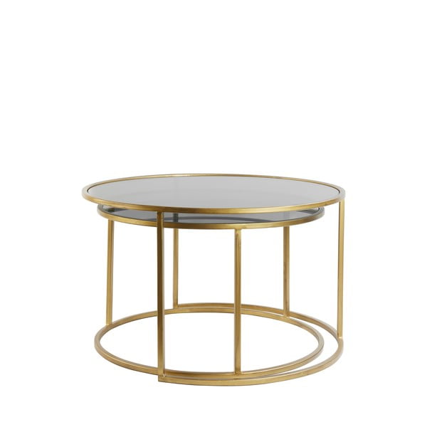 Стъклени кръгли масички за кафе в комплект от 2 бр. в златисто ø 75 см Duarte - Light & Living-image-2