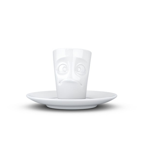 Бяла разочарована порцеланова чаша за еспресо с чинийка, обем 80 ml - 58products