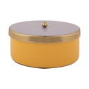 Жълта декоративна метална кутия за съхранение ø 16x6 cm Double Funky – PT LIVING