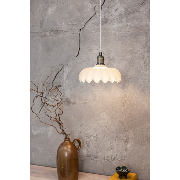 Висящо осветително тяло със стъклен абажур в бял и месингов цвят  ø 25,5 cm Kurage – Markslöjd-image-2