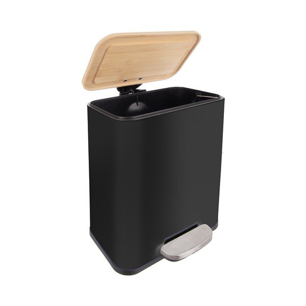 Черно кошче за боклук с педал от неръждаема стомана 5 l Black – Orion-image-3