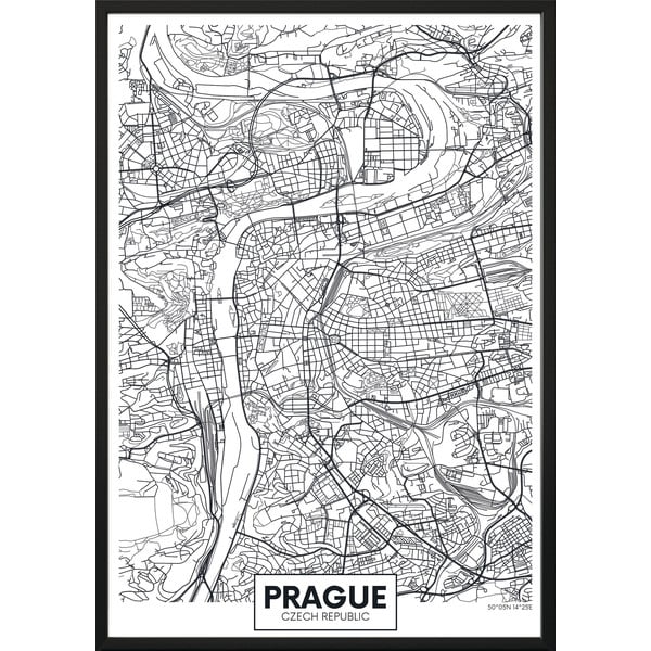 Плакат , 70 x 50 cm Map Prague - DecoKing