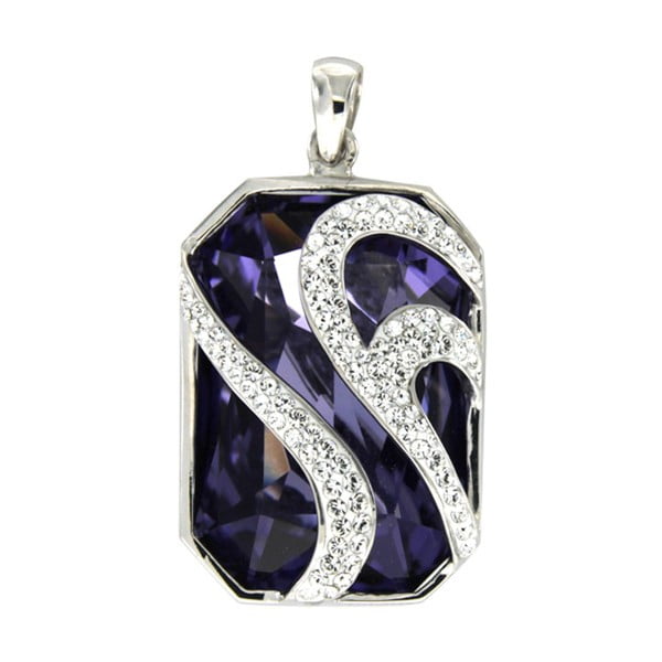 Сребърен медальон с лилави кристали Violet - Swarovski Elements Crystals