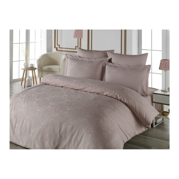 Розово памучно сатенено спално бельо с чаршаф за двойно легло Teressa, 200 x 220 cm - Unknown