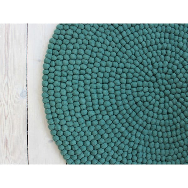 Зелен вълнен килим на топки , ⌀ 120 см Ball Rugs - Wooldot