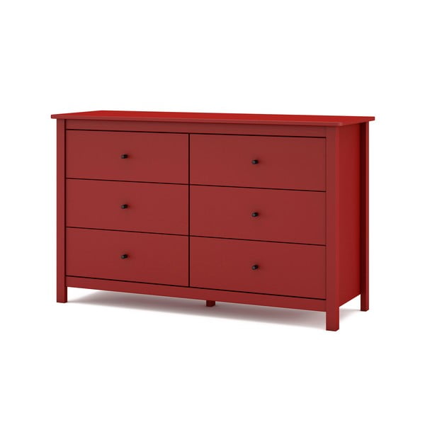 Червен нисък скрин от бор 130x80 cm Misti - Marckeric-image-3