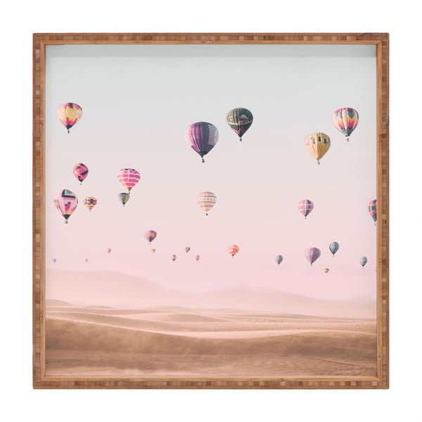 Дървен декоративен поднос за сервиране Flying Ballons, 40 x 40 cm - Unknown
