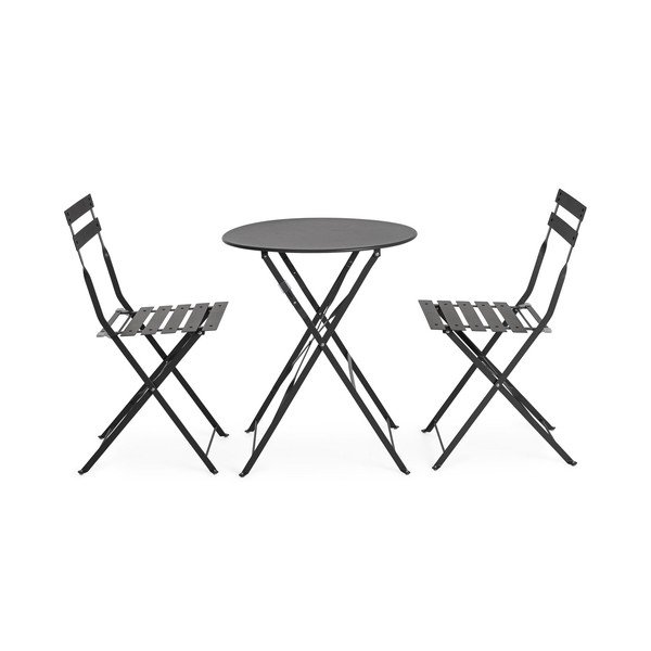 Антрацитен стоманен градински комплект за хранене за 2 Austin – Bizzotto