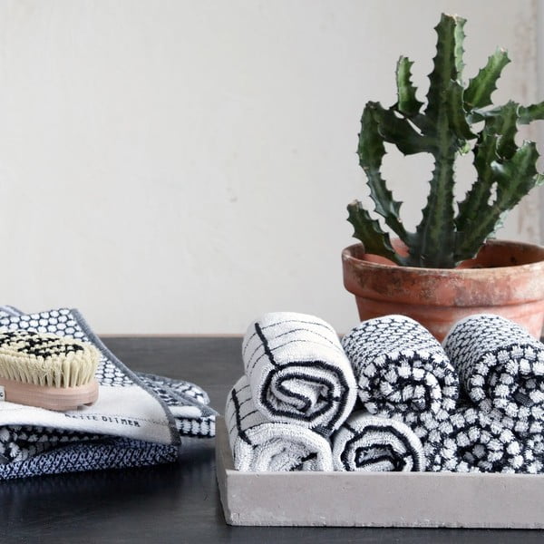 Бяла памучна кърпа 50x100 cm Tile Stone - Mette Ditmer Denmark-image-3