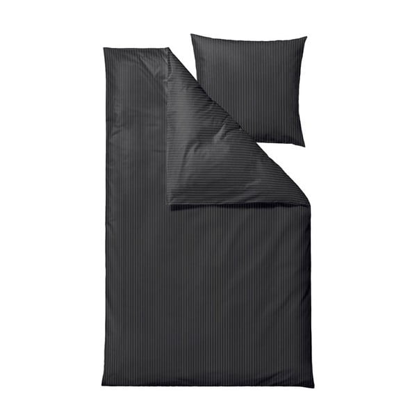 Тъмно сив чаршаф за единично легло от памук ранфорс Södahl Stripes, 140 x 200 cm Common - Södahl
