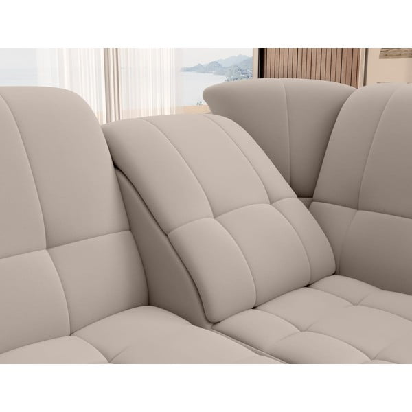 Бежов кадифен разтегателен ъглов диван с място за съхранение (десен ъгъл L форма) Sado – ELTAP-image-1