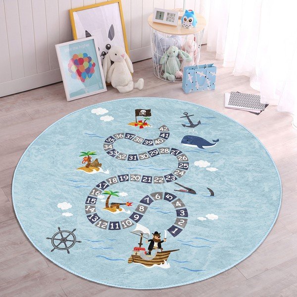 Светлосин детски килим ø 100 cm Comfort - Mila Home-image-2