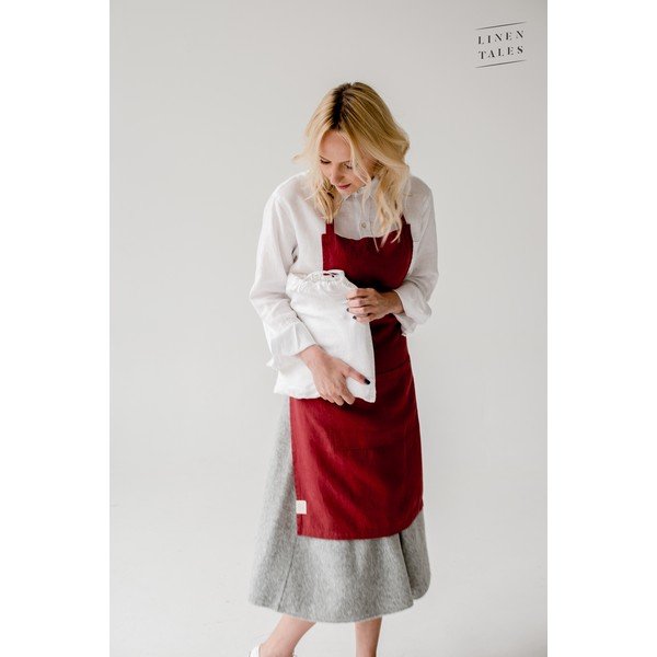 Червена ленена престилка , 80 x 55 cm Daily Apron - Linen Tales-image-2