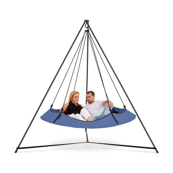 Синя градинска люлка със стойка - Hangout Pod-image-2