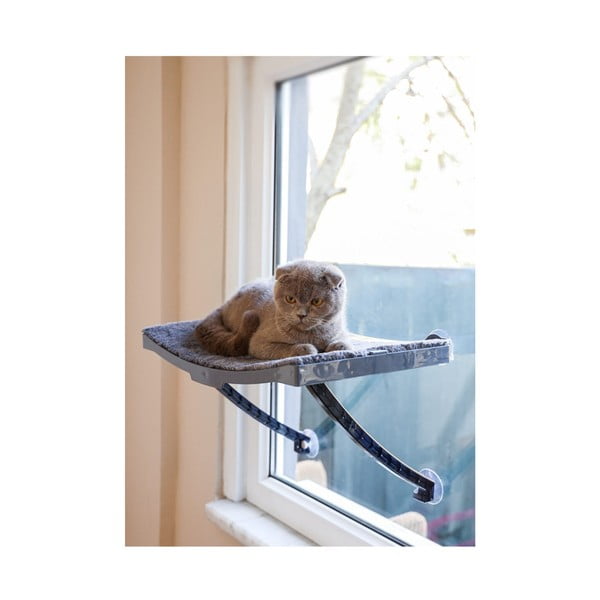 Сиво легло за котки за прозорец 47x32 cm - Lydia&Co-image-1
