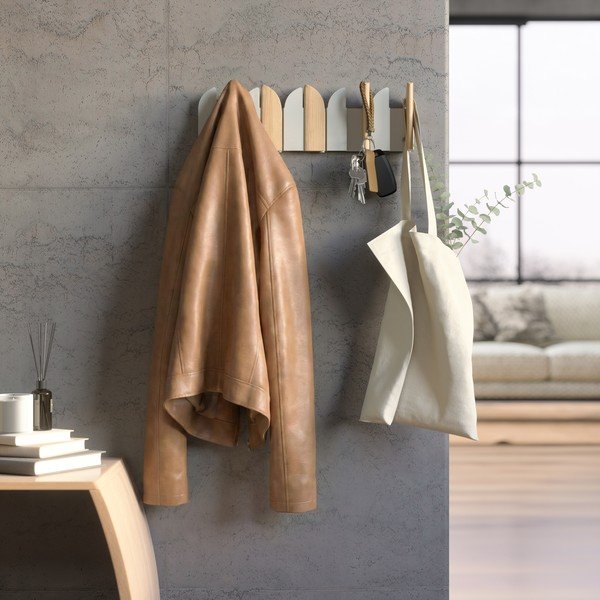 Бежова/в естествен цвят стоманена стенна закачалка 43 cm Saloon – Umbra-image-1