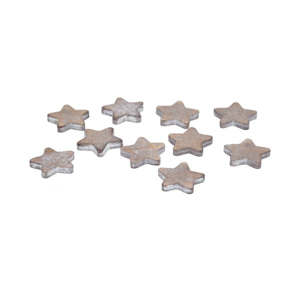 Комплект от 10 кафяви дървени орнамента Star - Ego Dekor