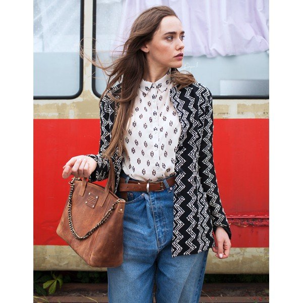 Hnědá kožená kabelka O My Bag Fly Violet Midi-image-2