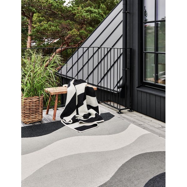 Черно-бял одеяло със смес от вълна 140x180 cm Bob Black Vanilla – Pappelina-image-2