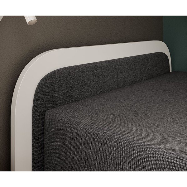 Бяло тъмносиво единично тапицирано легло ПДЧ с място за съхранение с включен матрак 80x190 cm Parys – ELTAP-image-3