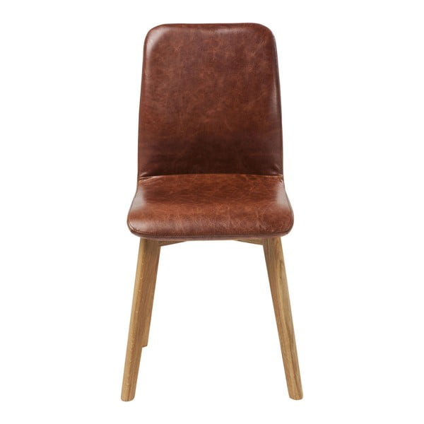 Hnědá kožená židle Kare Design Lara