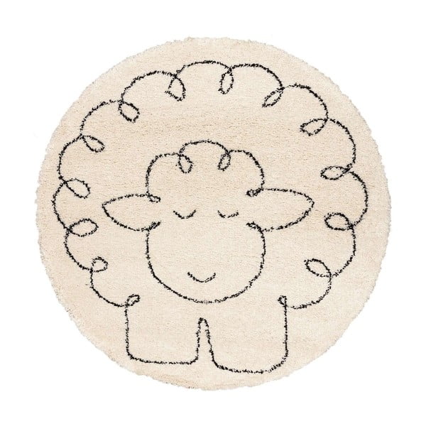 Бежов антиалергичен детски килим ø 160 cm Fluffy Sheep - Yellow Tipi