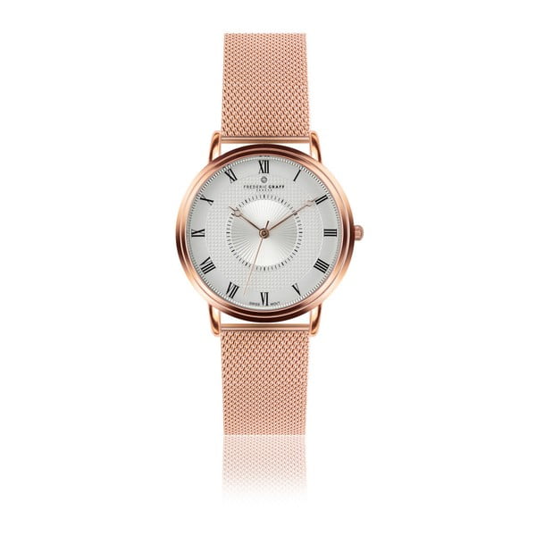 Unisex hodinky s páskem z nerezové oceli v růžovozlaté barvě Frederic Graff Grand