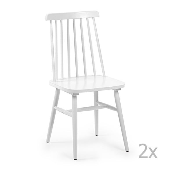 Sada 2 bílých židlí s dřevěným podnožím La Forma Kristie