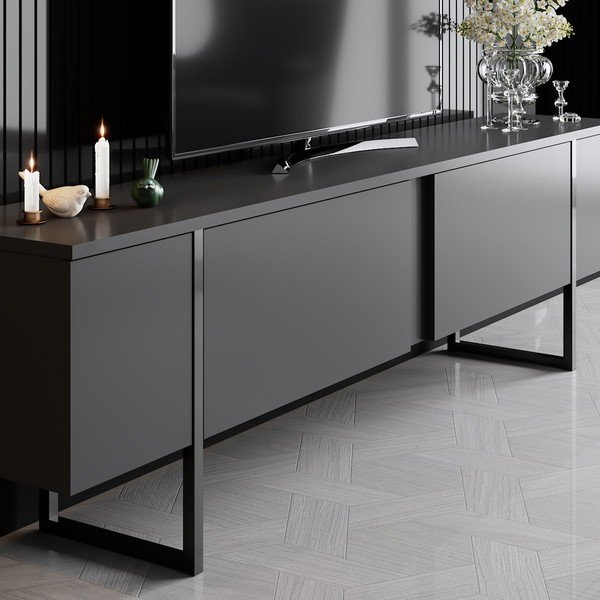 Антрацитна маса за телевизор 180x30 cm Luxe – Kalune Design-image-2