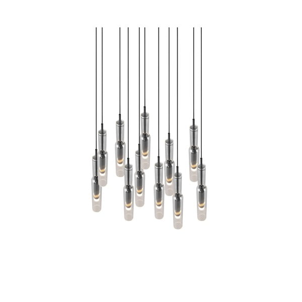 LED висящо осветително тяло със стъклен абажур ø 50 cm в черно и сребристо Lucent - Trio Select-image-1